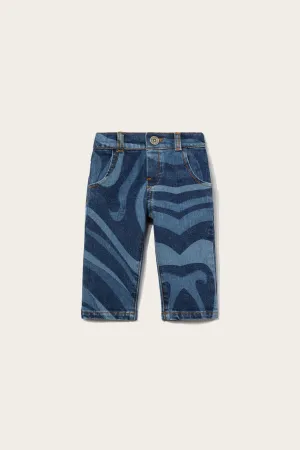 Marmo-Print Straight-Leg Jeans