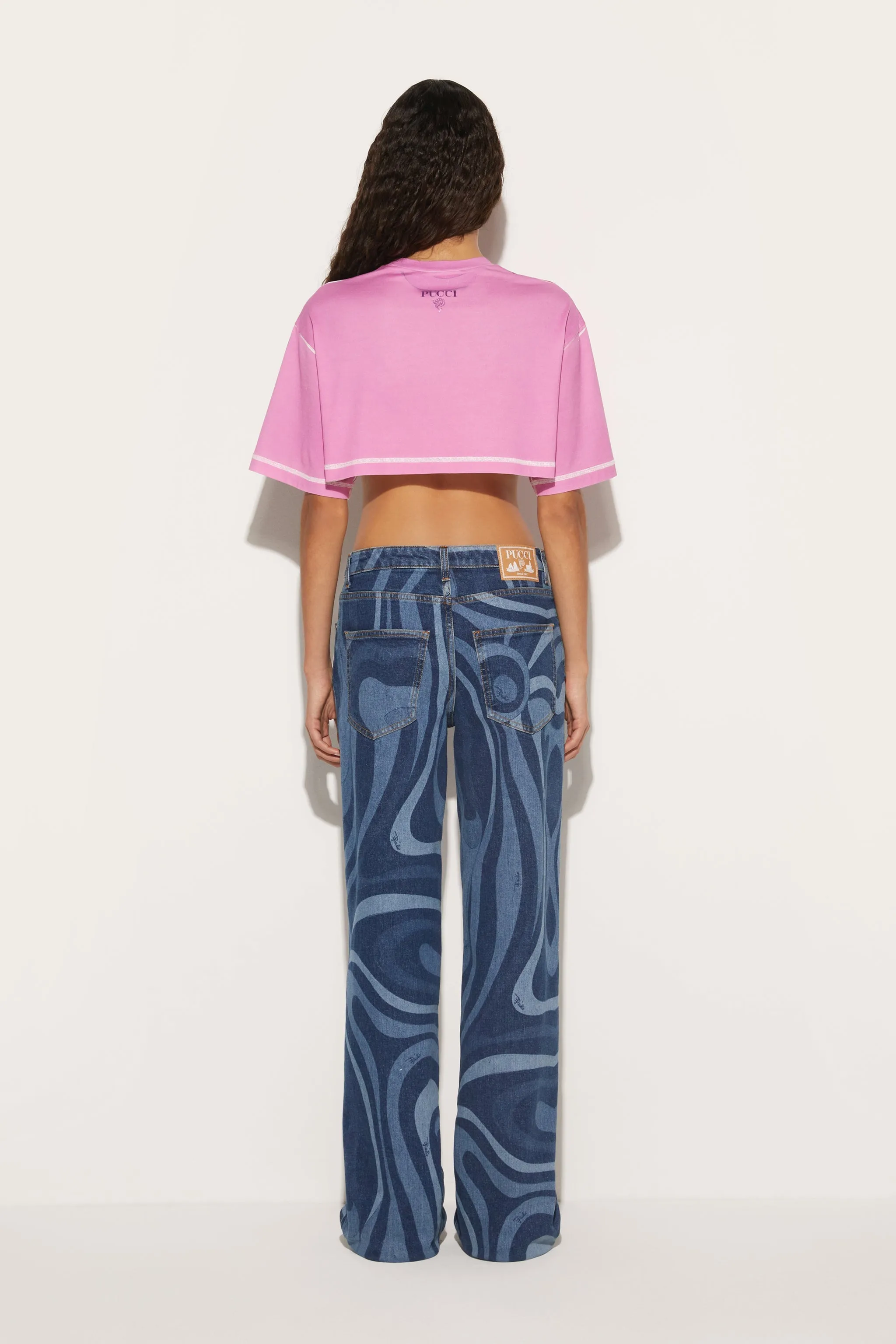 Marmo-Print Straight-Leg Jeans