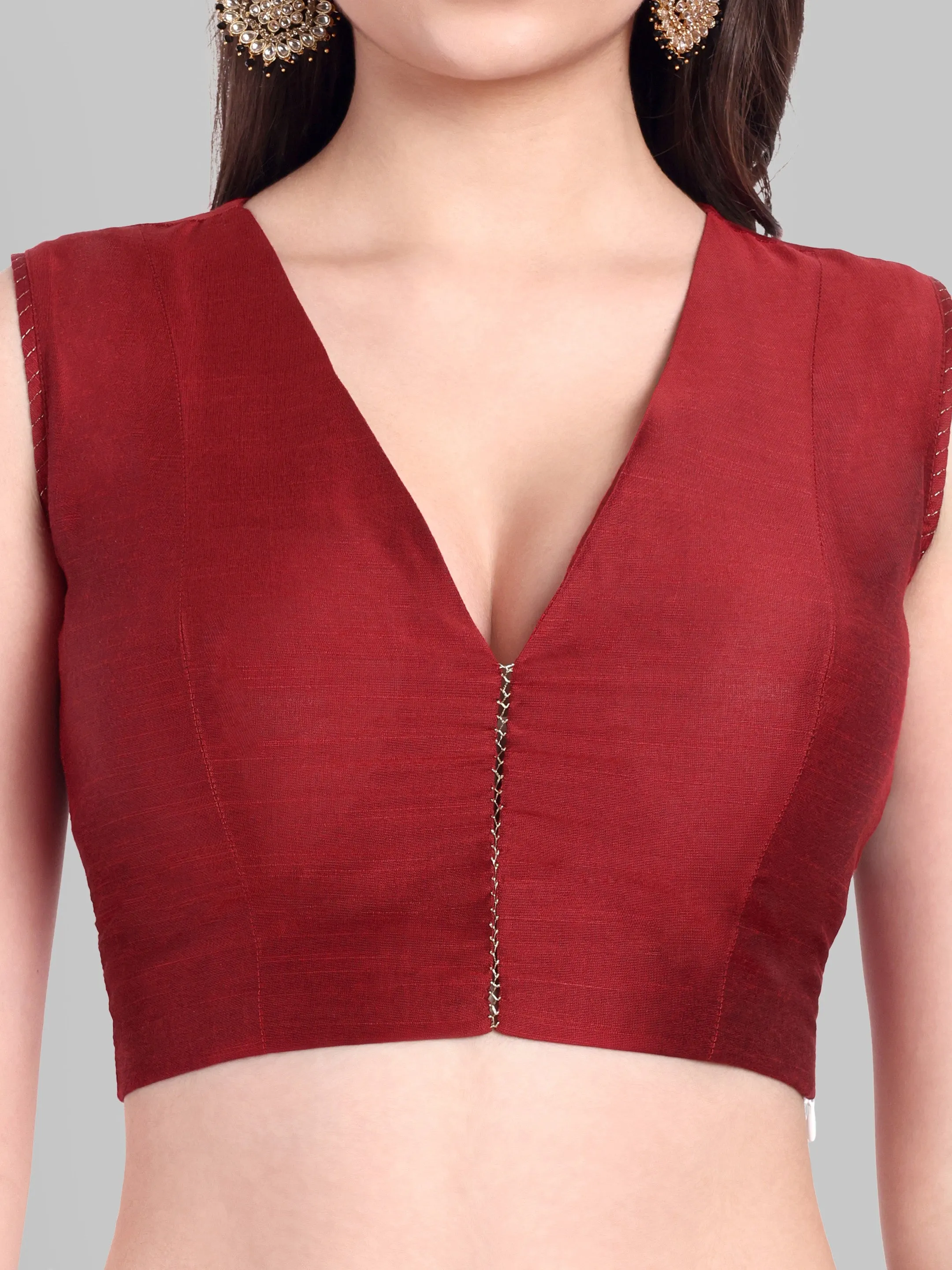 Maroon Cotton Silk Padded Blouse