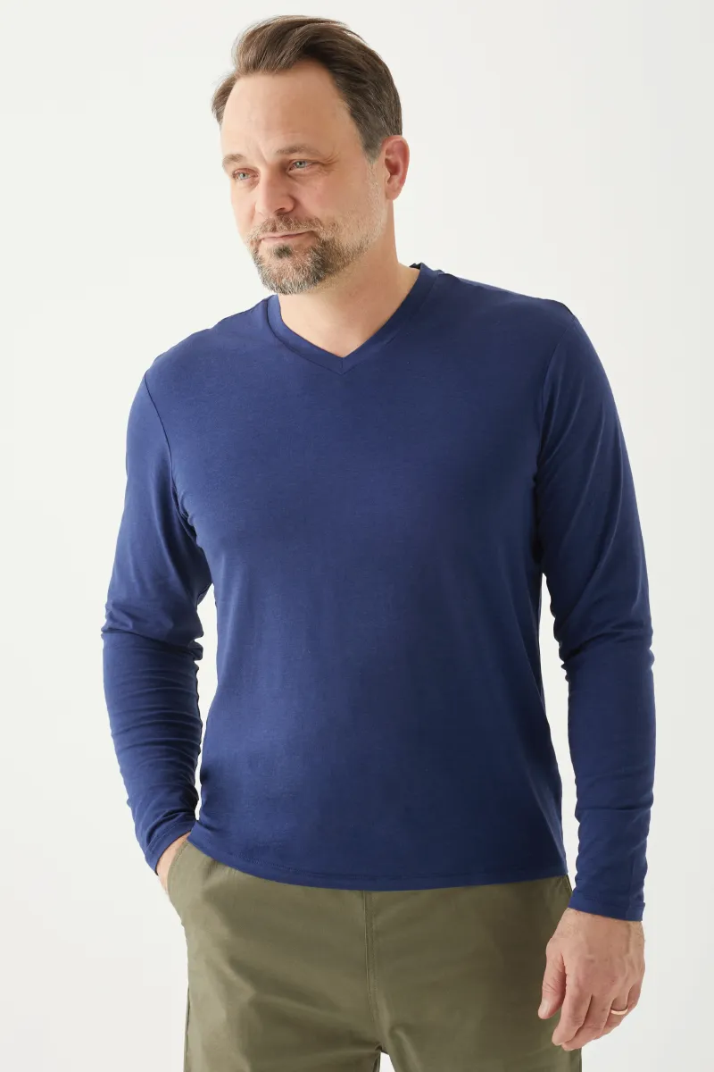 Men's Bamboo Cotton Long-Sleeve Vneck Tee-All Sales Final