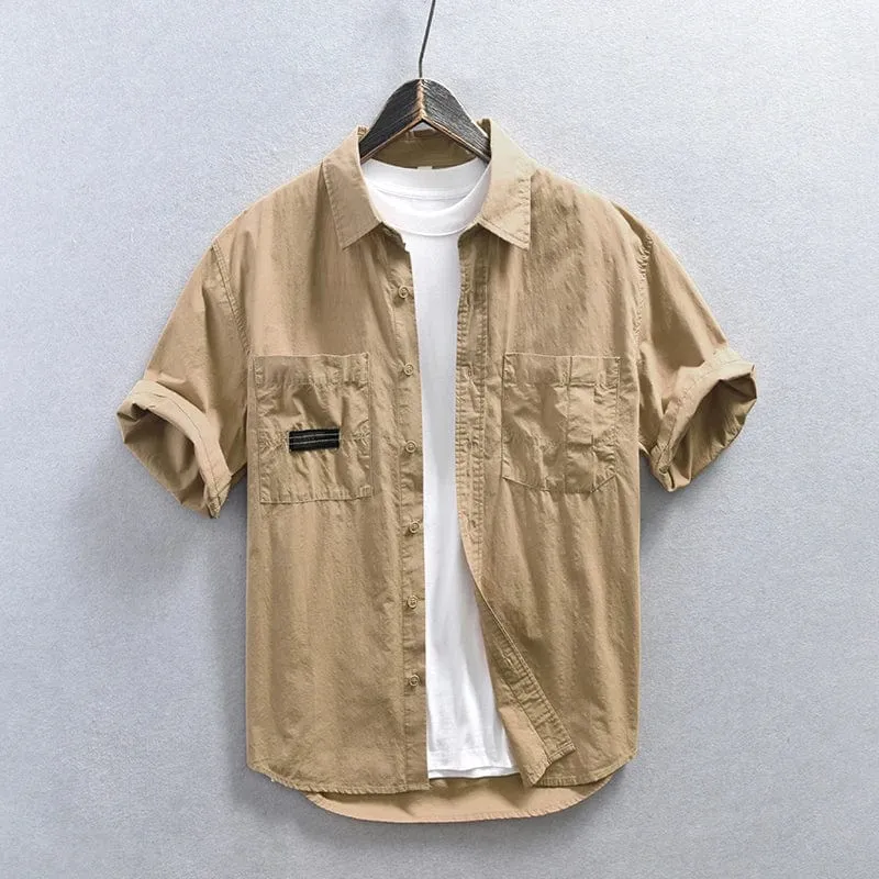 Men's Multi-Pocket Safari Style Shirt | Casual Turn-Down Collar Tops | Loose Button-Up Summer Fashion