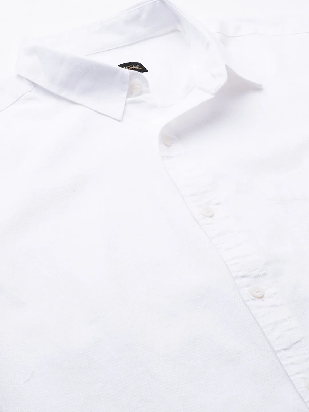 Men's White A Cotton Regular Fit Shirt