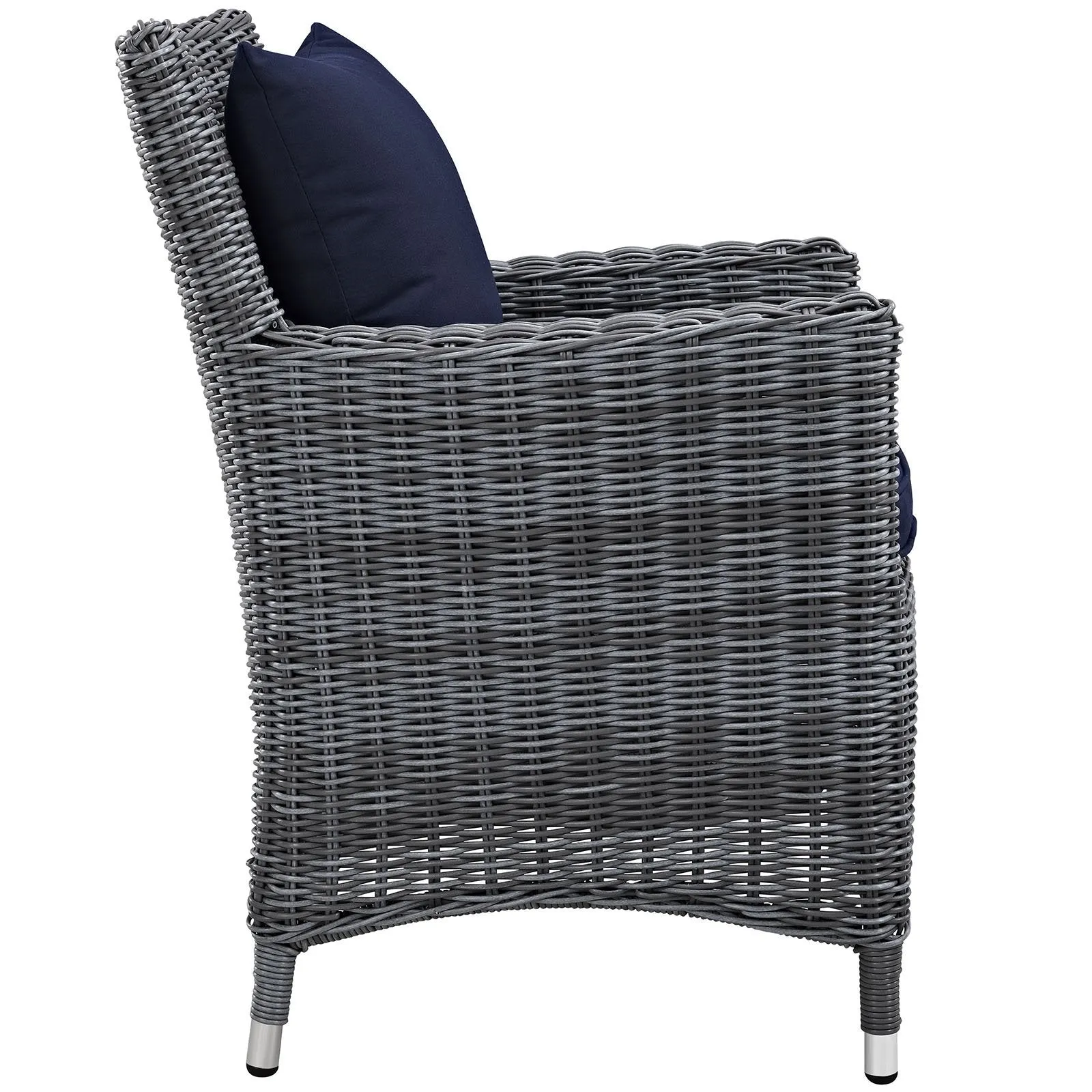 Modway Summon Dining Outdoor Patio Armchair With Sunbrella Brand Navy Canvas Cushions