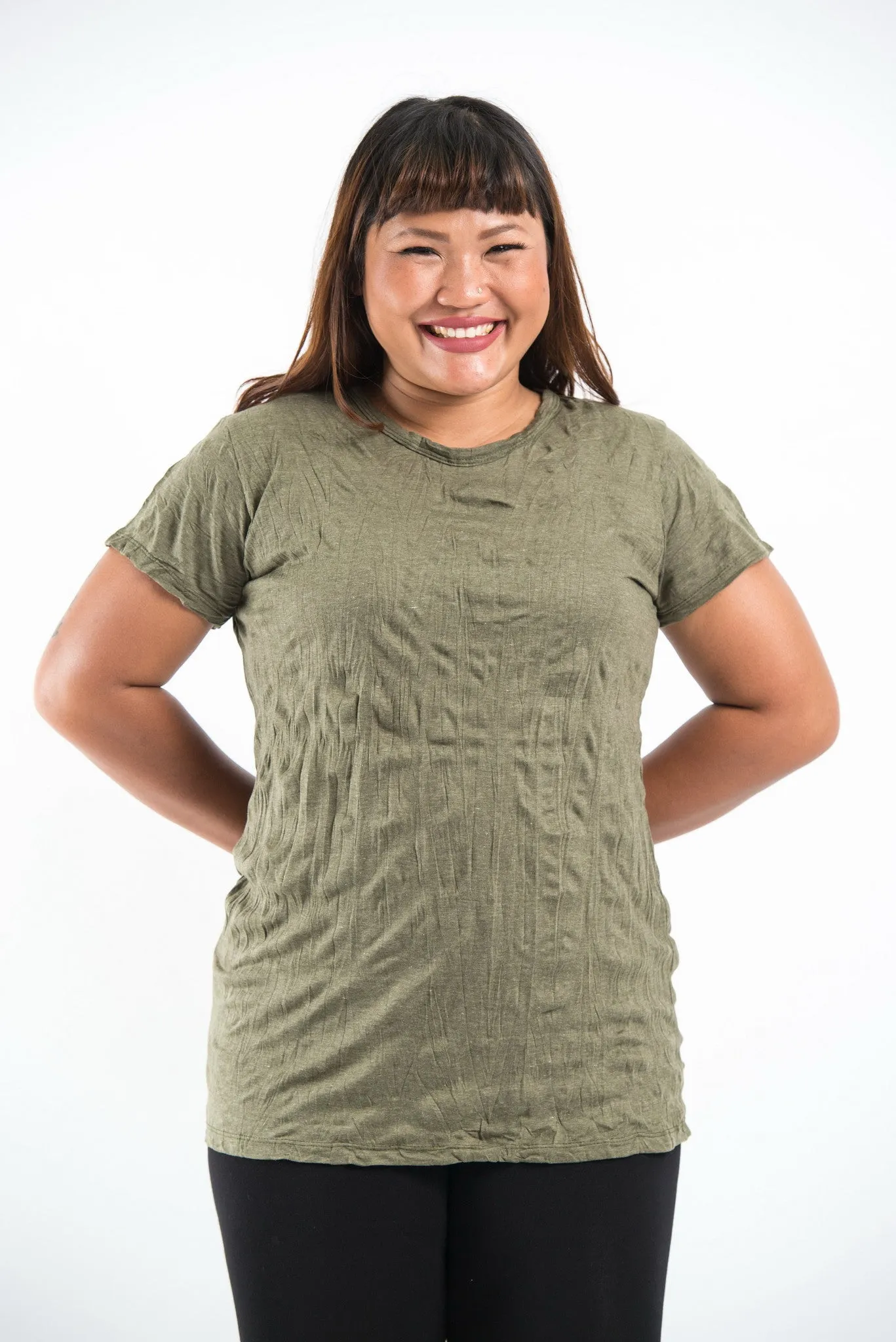 Plus Size Sure Design Women's Blank T-Shirt Green