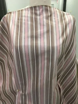 Poly Striped Print Satin - Brown / Off White / Peach