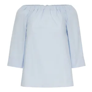 Poplin Tie-Neck Top - Powder Blue