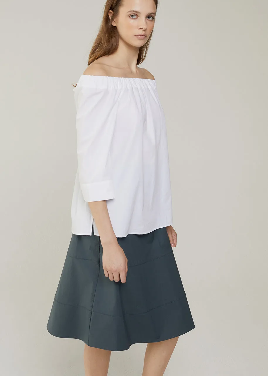 Poplin Tie-Neck Top - Powder Blue