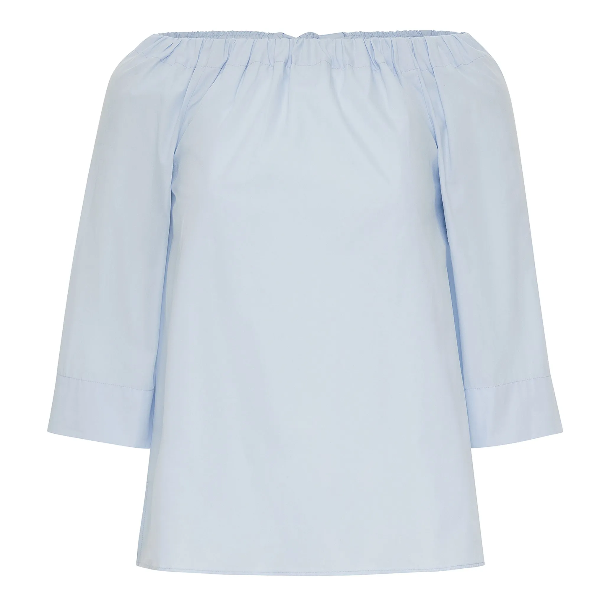 Poplin Tie-Neck Top - Powder Blue