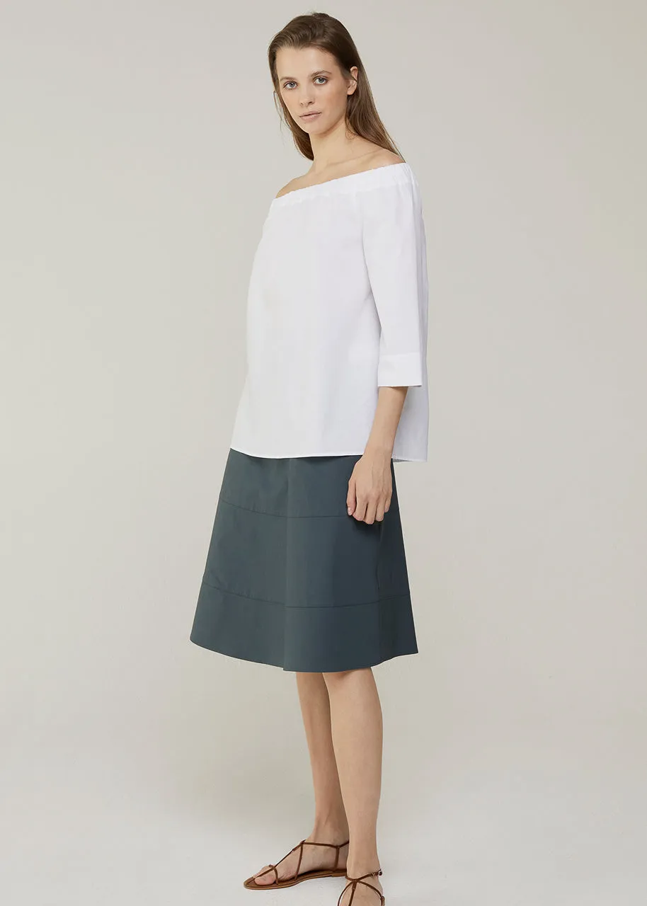 Poplin Tie-Neck Top - Powder Blue