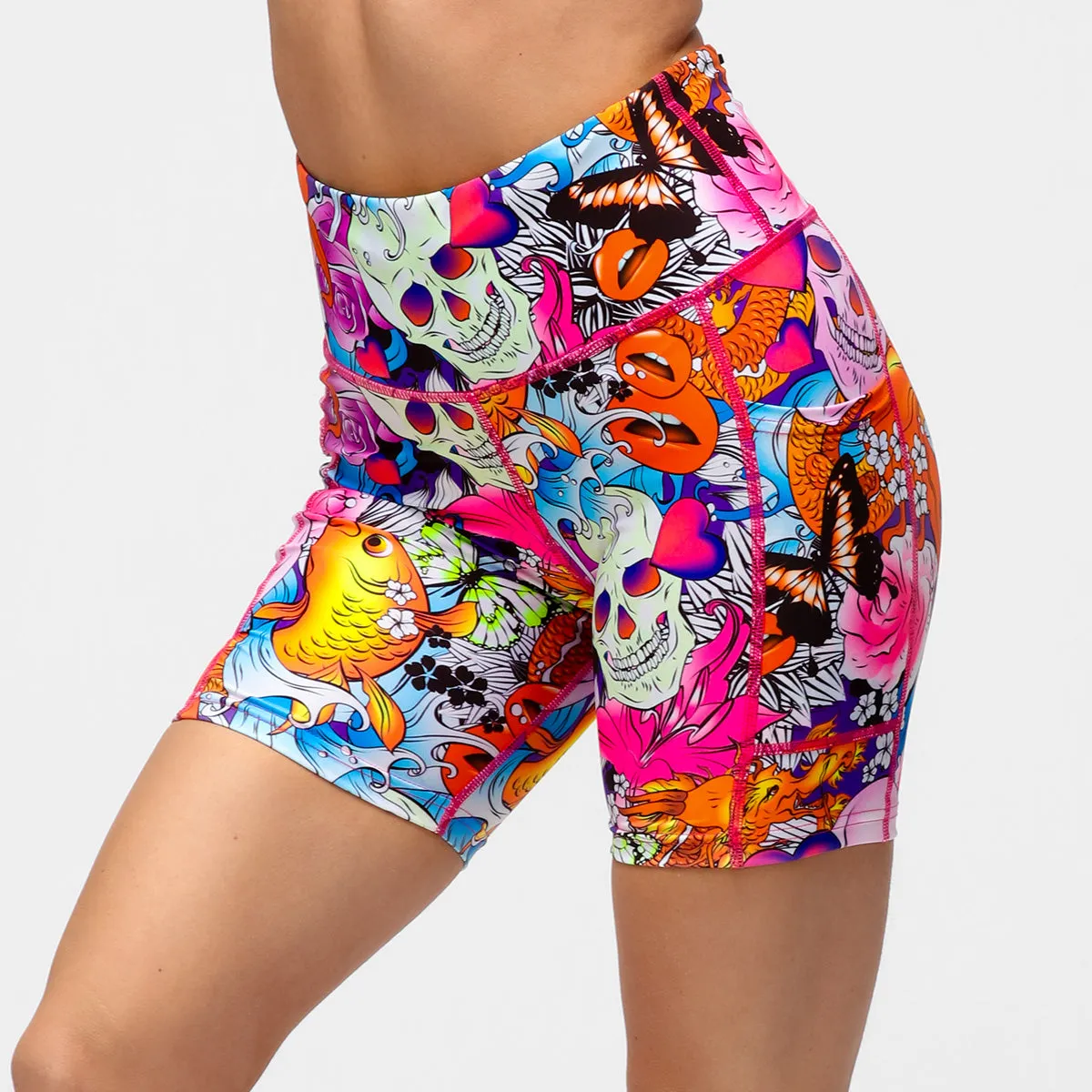 Tattoo Skulls Running Shorts