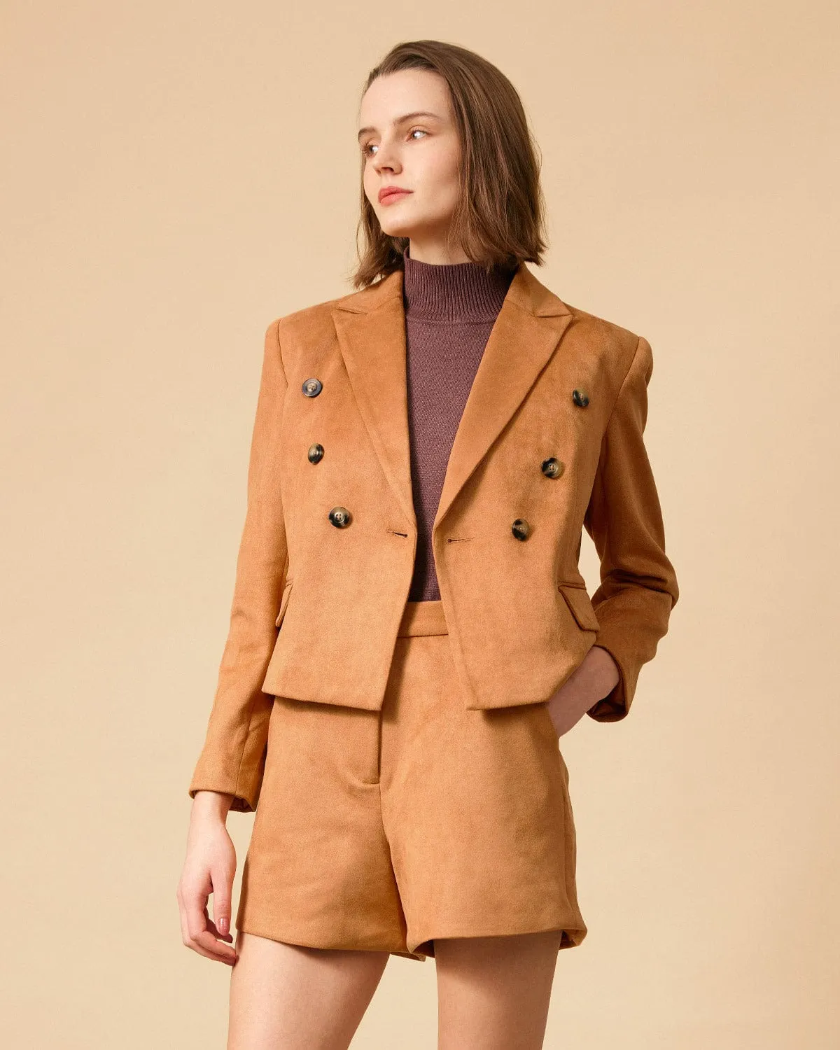 The Collared Buttons Suede Blazer