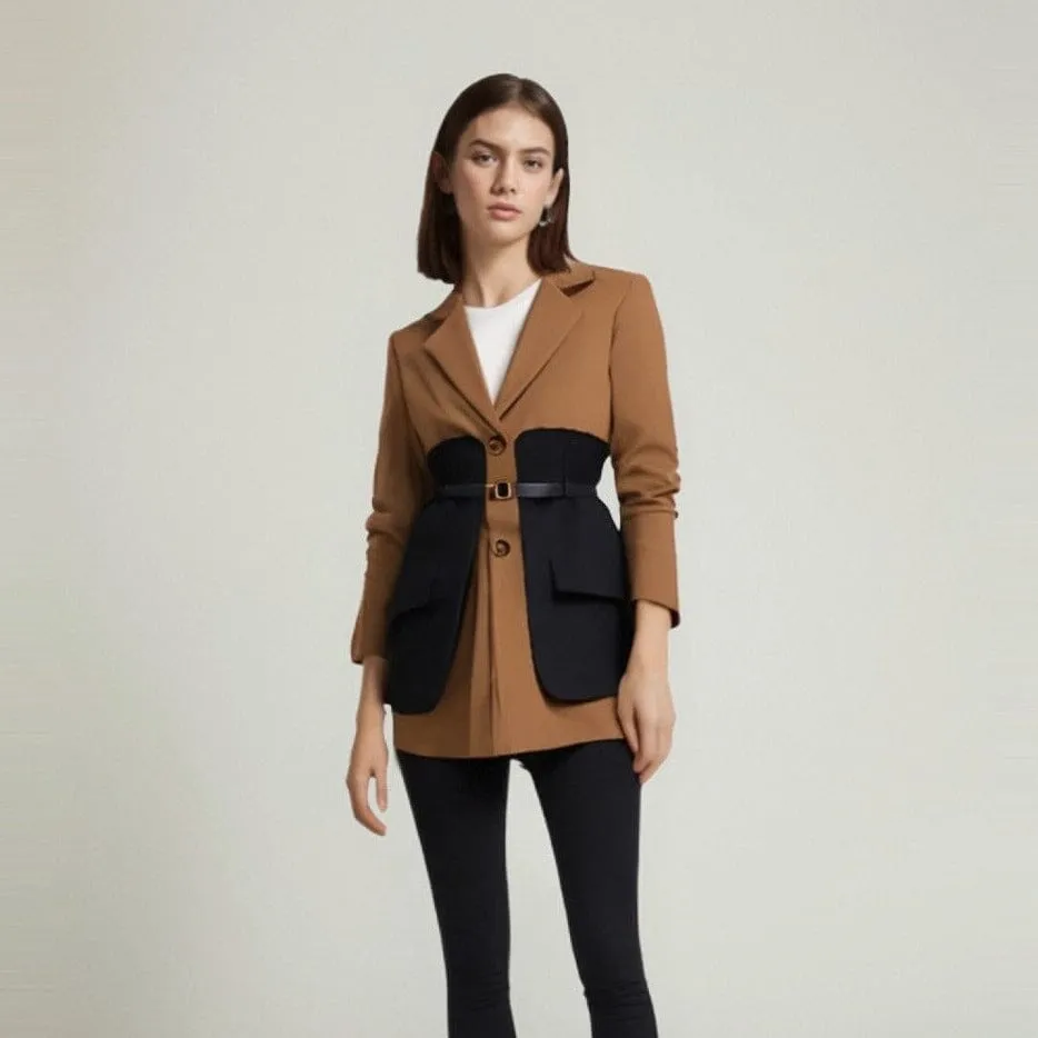 The Lysandra Long Sleeve Belted Blazer - Multiple Colors