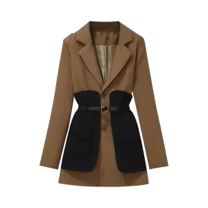 The Lysandra Long Sleeve Belted Blazer - Multiple Colors