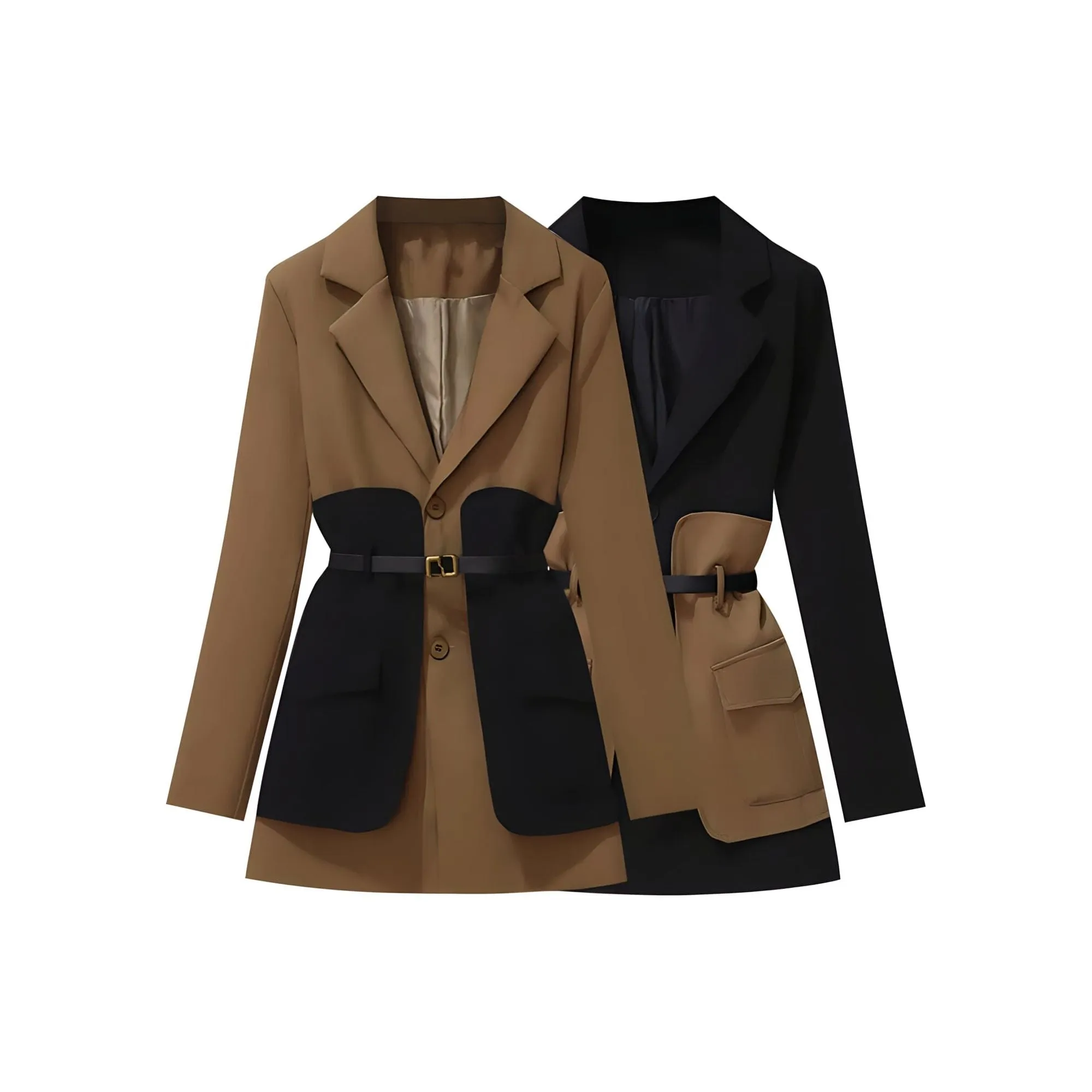 The Lysandra Long Sleeve Belted Blazer - Multiple Colors