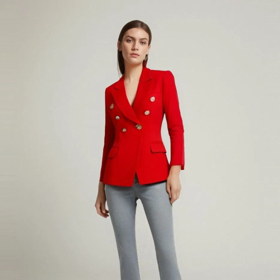 The Priscilla Slim Fit Blazer - Cherry Red