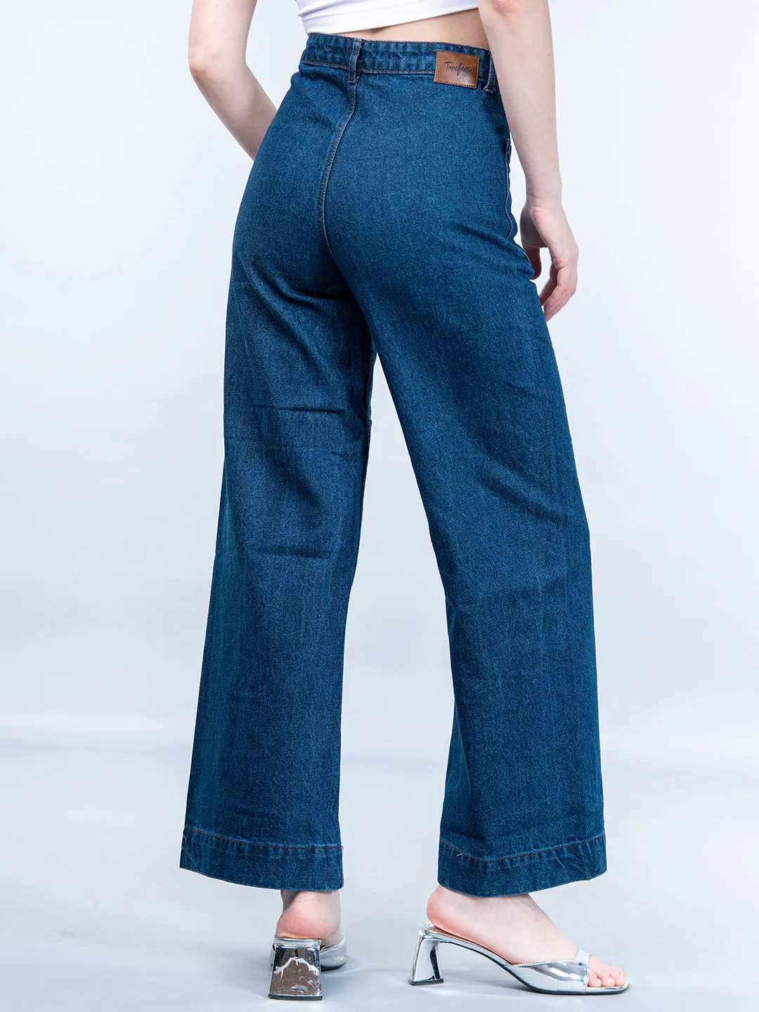 Two Pocket Dark Blue Flared Jeans