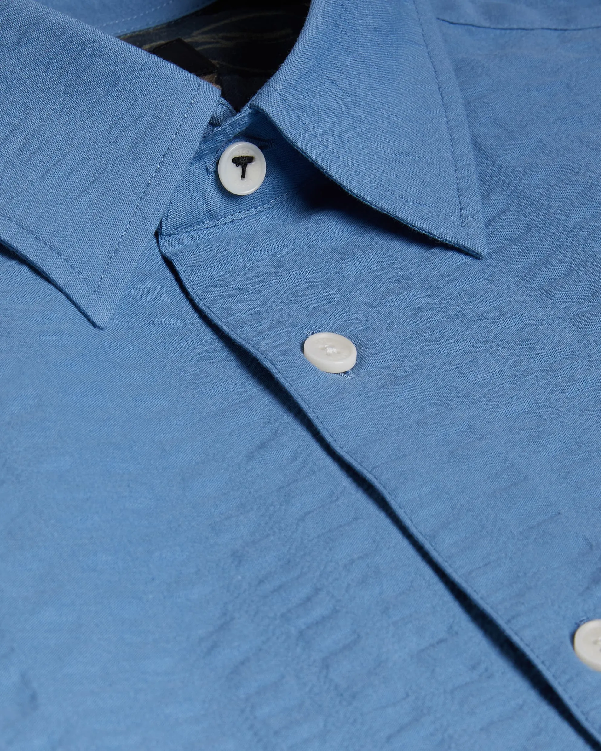 Verdon Seersucker Stripe Cotton Shirt Blue