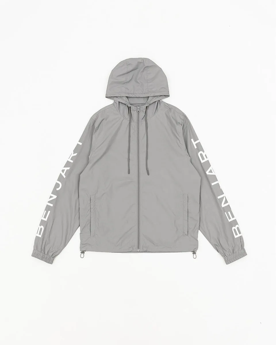 Vertical Text Windbreaker - Grey