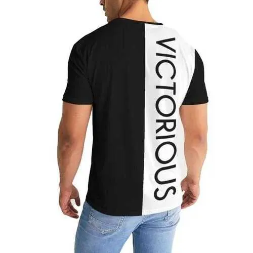 Victorious Graphic Text White and Black Style Mens Shirt