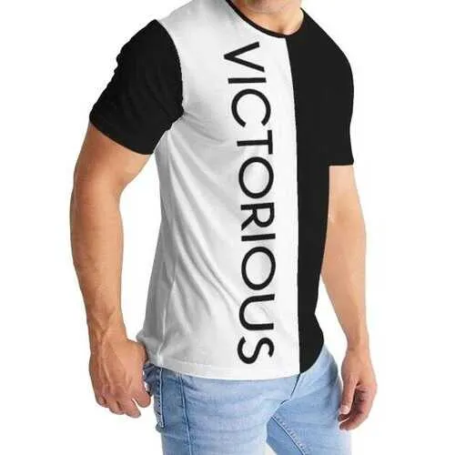 Victorious Graphic Text White and Black Style Mens Shirt