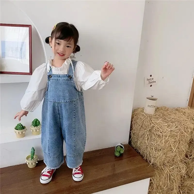 Wide Leg Denim Dungarees