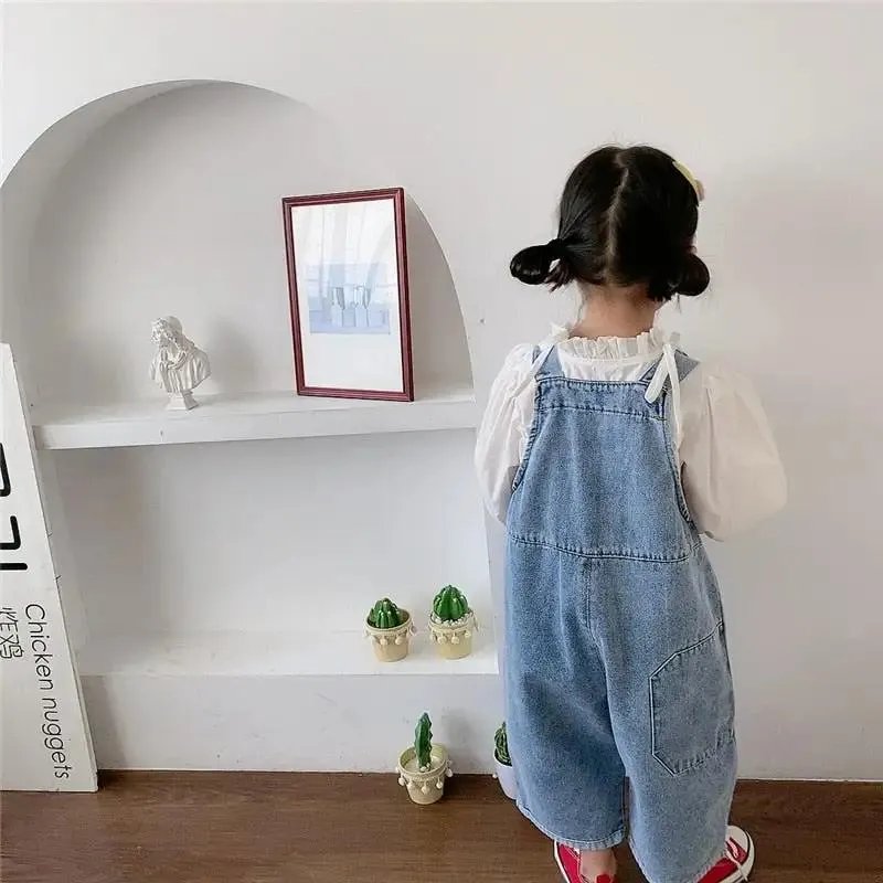 Wide Leg Denim Dungarees