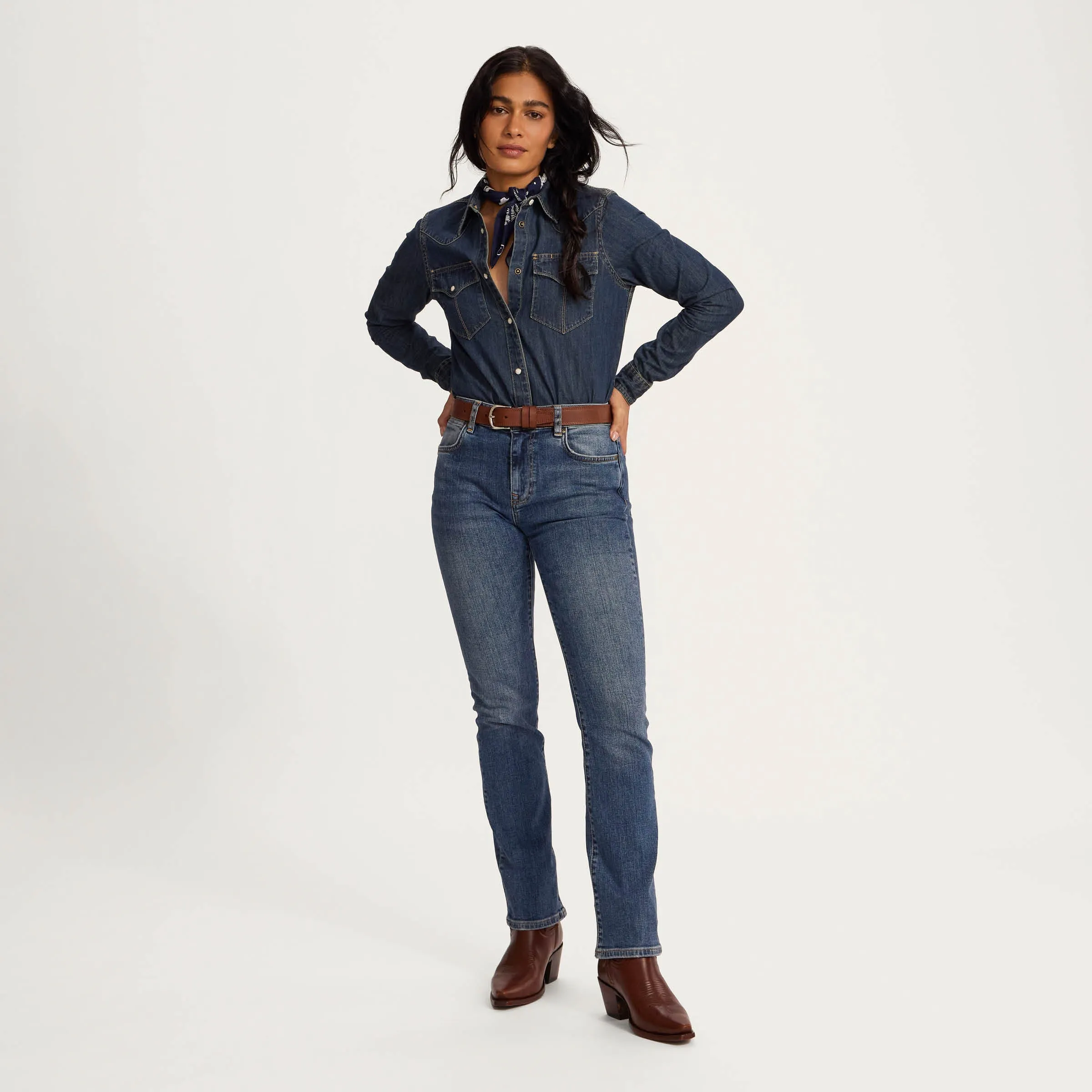 Women's Denim Pearl Snap