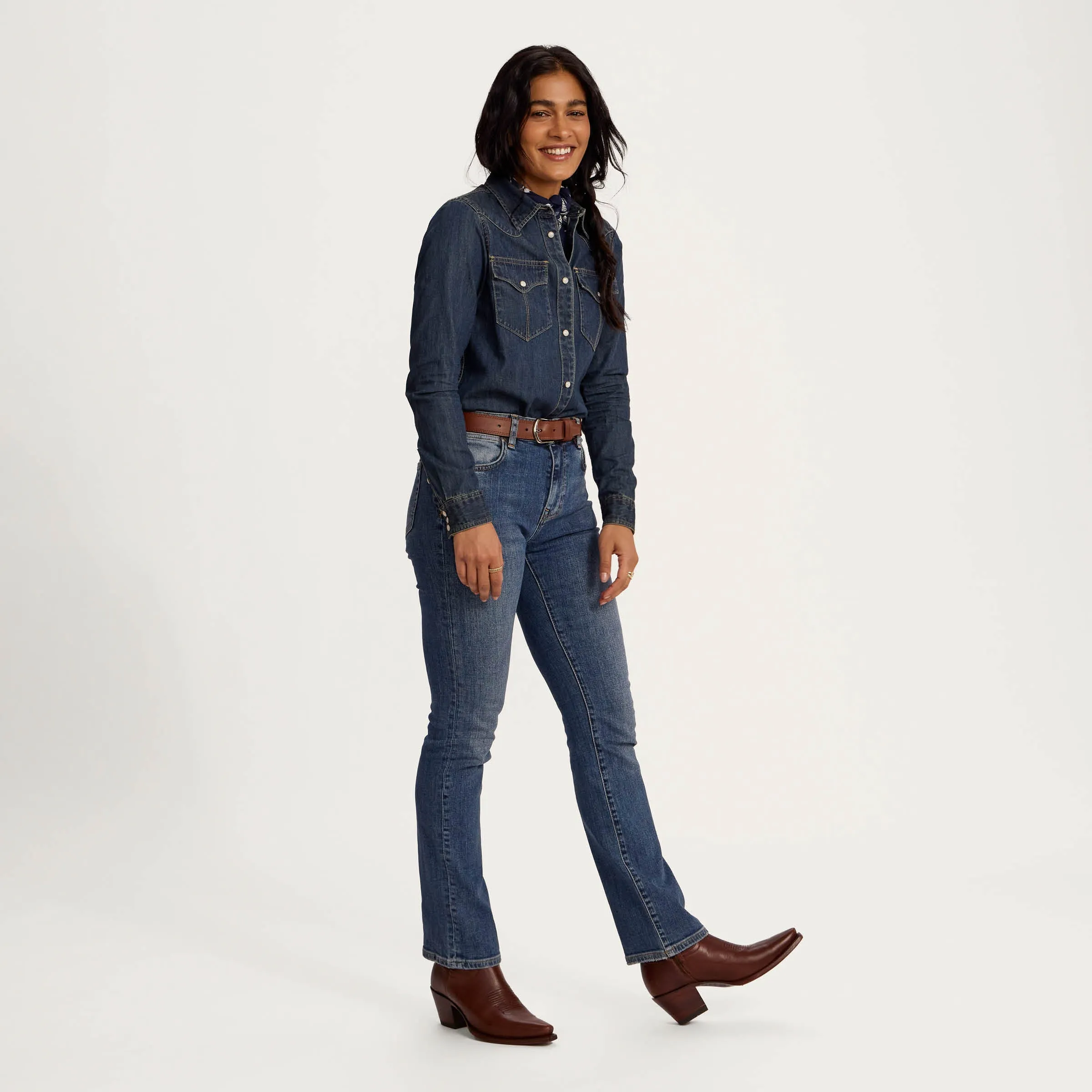 Women's Denim Pearl Snap