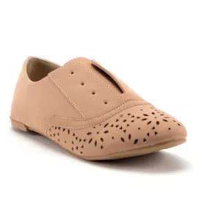 Women's Salya-707 Slip On Laser Cut Out Perforated Lace-Less Menswear Oxfords Flats Shoes